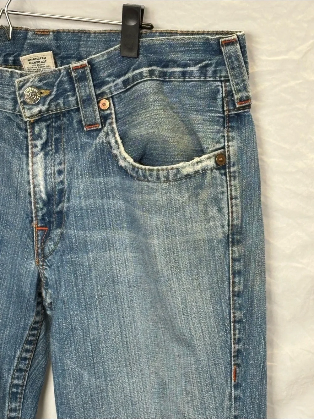True Religion Classic Men's Joey 36 33 Blue Washed Straight-Leg Jeans